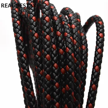 REAL XY 1m/masse 6mm napa læder snor, ægte læder snor for høj kvalitet læder armbånd ledning rød og sort læder