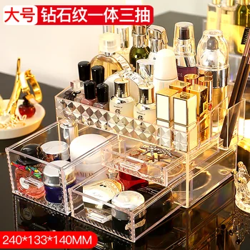 Desktop makeup spejl kosmetiske opbevaringsboks akryl toiletbord læift hudpleje efterbehandling husstand skuffe rack spejl