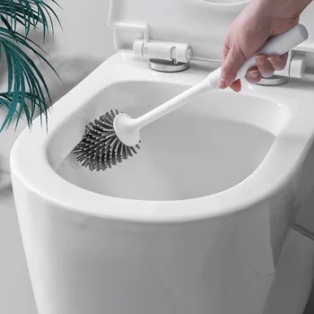 Toilet Børste Silikone Blindgyde Vægmonteret Hjem Rensebørste Lange Håndtag Bløde Pels Toilet Børste Sæt