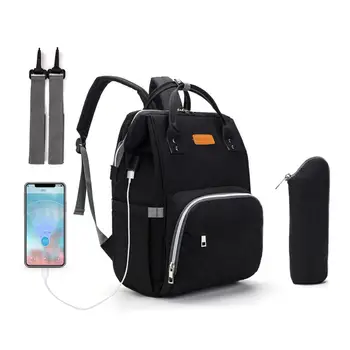 Mode Mumie Barsel Ble Taske Vandtæt Ble Taske Med USB-Klapvogn Rejse Rygsæk, Multi-lomme Sygepleje Taske til Baby Pleje