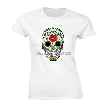 Mexicanske Kraniet Bomuld T-Shirt Til damer Korte Ærmer Toppe Shirt Nye Sommer O-Neck Shirt Tøj Hip Hop Harajuku Tees