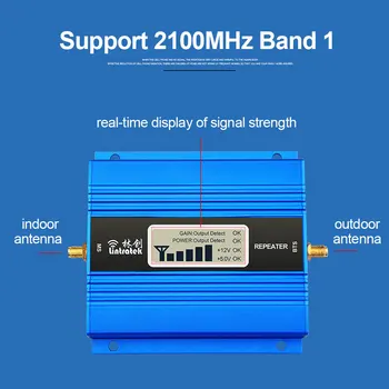 Lintratek NYE 3G-UMTS-Repeater 2100MHz Band 1 Cellulære Signal Booster 2100 B1 Celle Mobil Forstærker 13dBi Yagi Antenne Komplet Kit
