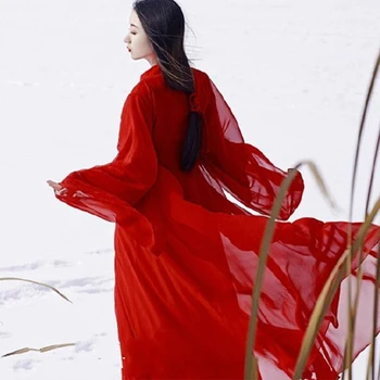 Gamle Kinesiske Kostume Kvinder Tøj Traditionelle Hanfu Tang-Dynastiet Dans Kostumer Folk Fairy Dress Red Udstyr DNV11416