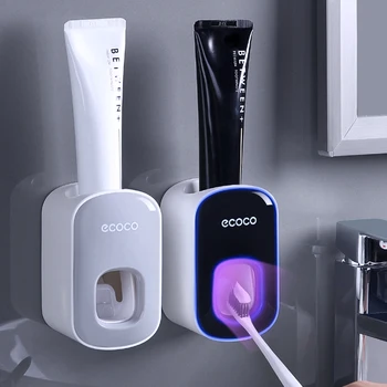 Badeværelse punch-gratis suge væggen af typen double squeeze automatisk tandpasta dispenser badeværelse tilbehør tandbørsteholder værktøj