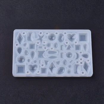 2stk DIY Silikone Vedhæng Forme Blandet Geometriske Former Forme Til DIY Vedhæng smykker gør Værktøjer Hvid