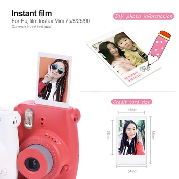 Fujifilm Instax Mini 9 Film, Fotopapir Snapshot Album Instant Film for Fujifilm Instax Mini 8/9/25/90/7s 10/20/50 Ark