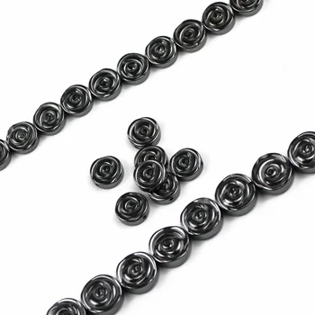 Natursten Rose Black Hæmatit Perler, Flade runde Løs Spacer Perler Til Smykker at Gøre DIY Armbånd Tilbehør 6 8 10 12 mm