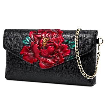 ægte læder taske kvinder 2020 luksus håndtasker, kvinder tasker designer skulder taske blomster ko læder crossbody tasker