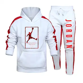 Ny Mænds Hooded Sweater Passer til Jordan 23 Sportstøj Pullover Sweater Hoodie + Sweatpants Jogging Mænds Jumper 3XL Sports-To-b