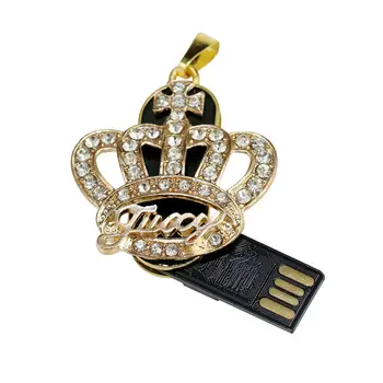 Crystal Crown USB 2,0 Flash-Drev 64GB Reelle Kapacitet 8GB 16GB 32GB Pendrive Diamant Krone Vedhæng USB-Memory Stick-Tasten U Disk