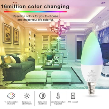 GLEDOPTO Zigbee RGB+CCT LED 4W Smart Stearinlys E14 E12 Fjernbetjening Dekorative Dæmpbar Pære arbejde med Alexa Echo Plus