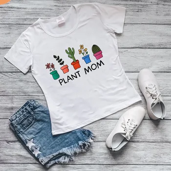 Anlægget Mødre sjove t-shirts kvinder kawaii kaktus print kvindelige hvid grafisk t-shirt Søde venner plante, kæreste gave drop shipping