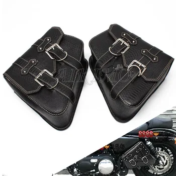 For Harley Sportster XL 883 Honda, Yamaha, Suzuki PU Krokodille Læder Stil sadeltaske Motorcykel LuggageSide sadeltaske