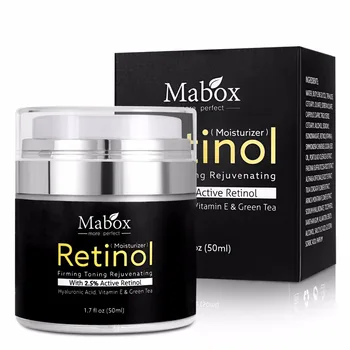 Mabox 50 ml Retinol 2.5%Fugtighedscreme, ansigtscreme Hyaluronsyre AntiAging Fjerne Rynker Vitamin E, Kollagen Glat Hvidtekalk Creme