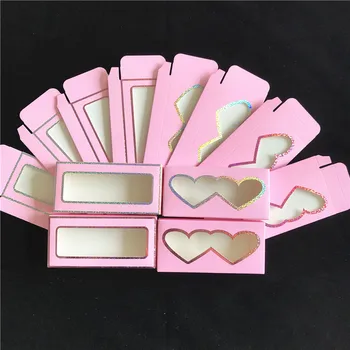 Pink særligt vindue Lash Kasser Emballage Engros 5D mink lash Papir Boks Forskellige Farve Tomme Øjenvipper Kasser Sælger makeup