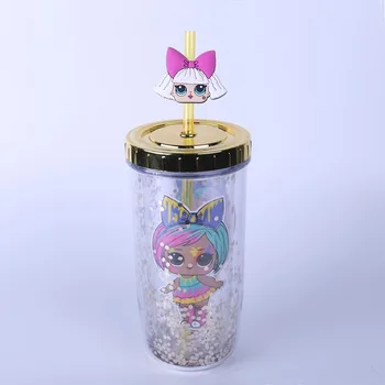 LOL Overraskelse Dukke 300-400ml Krus Med Solid Farve Dobbelt Plast Vand Cup Cartoon Girl Mønster, Elkedel Søde vandflaske