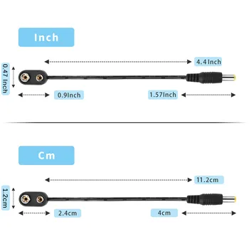 2 stk 9V Batteri Klip Converter Power Kabel-Snap Stik 2.1 mm 5,5 mm Stik til Guitar-Effekt-Pedal Batteri Strømforsyning Adapter