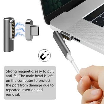 Magnetisk USB type C Adapter USB-3.1 10 Gb/s PD,100W Hurtig Opladning-4K @60 Hz Høj Opløsning Kompatible med MacBook Pro/Pixelbook