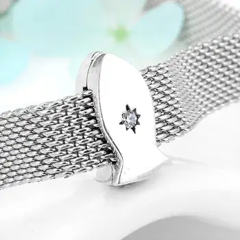 Mode 925 Sterling Sølv mousserende Klip perle Passer Oprindelige refleksion Armbånd Smykker at gøre