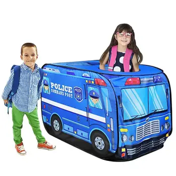 Børn Telt Kids Pop Up Telt Toy Sammenklappelig Playhouse Klud Brandbil Politiet Bilen Spil House Bus