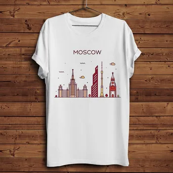 Europa berømte vartegn, cool t-shirt mænd sommeren nye hvide homme cool nørd tshirt London, Moskva, Berlin, Paris, roma, barcelona