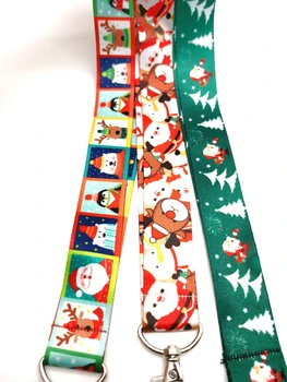 Bland Santa Claus juletræ Nakke Rem Rem Mobiltelefon Key Chain-ID Badge nøgleringe P813