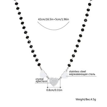 Bohemia Sort Krystal Perler Kæde Halskæde Til Kvinder Steg Guld Hjerte Korte Choker Halskæder Mode Kvinders Smykker Gave 2020