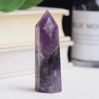 1pc Naturlige Drømmende lilla Krystal Punkt Rock Mineralske Prøve Obelisk Wand Reiki Healing Sten boligindretning