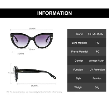 SHAUNA Mode-Cat Eye Solbriller Kvinder Gradient Nuancer Retro Optiske Briller Rammer