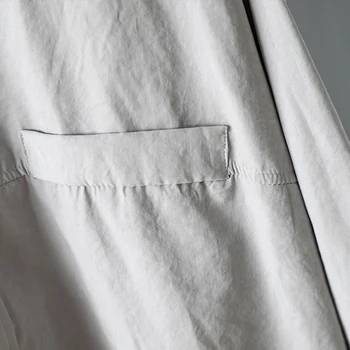 Nye Ankomst Kvinder Solid Oversize Hvid Bluse Batwing Ærme, Lommer Lang Skjorte Turn-Down Krave Casual Top T96605F