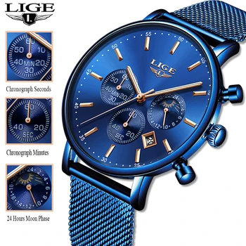 LIGE 2020 Kvinder Mode Blå Kvarts Ur Dame Mesh Urrem af Høj Kvalitet Casual Vandtæt armbåndsur Kvinder Watch Reloj Mujer