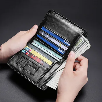Mænds Tegnebøger Ægte Læder Tegnebog RFID Anti Theft Kort Kortholderen Bank Kreditkort Pung Tegnebog Mænd i Høj Kvalitet