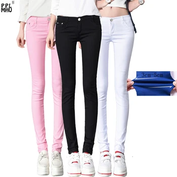 Street Fashion Mødre Plus size tynde Jeans, Casual-candy color Denim Bukser Kvinder slank talje denim jeans straight blyant jeans