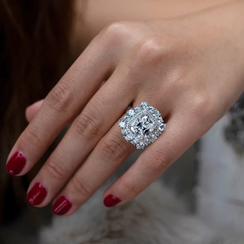 Vintage 925 Sterling Sølv Moissanite Bryllup Engagement Ring Gnister AAAAA+ Zircon Birthstone Fine Smykker