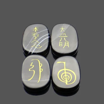 Natursten Obsidian Smykker Japansk Religiøse Fire Reiki Symbol Tilbehør Til Dekoration Af Sandsiger-Divination Smykker