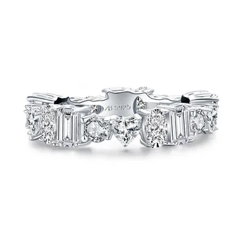 Jewepisode luksus Bryllup Bands 925 Sterling Sølv simuleret Moissanite Diamant Bryllup, Engagement Ring Fine Smykker Engros