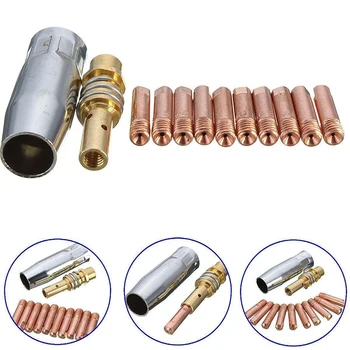 12pcs Mig-Svejsning, Kontakt Tips Kit 0.9 mm, M6-For MB 15AK Mig-Svejsning, Kontakt Tube Holder Inert Gas Dyse Diffuser