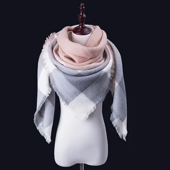 Kvinders Mode Cashmere Trekant Tørklæde Elegante Damer, Bløde Sjal Enkel Varm Overdimensionerede Plaid Cape Trendy Tilbehør