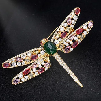 Zlxgirl farverige AAA cubic Zircon kobber dragonfly brocher smykker af bryllup kvinder gaver bedste Jul broche gaver
