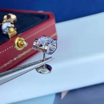 Hot Luksus Karat Syntetisk Diamant Stud Øreringe Kvinder Enkle Elegante Design I Sterling Sølv 925 Top Kvalitet Bijoux Gave
