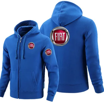 Fiat logo lynlås Sweatshirt Mænd Lynlås Hættetrøjer Efteråret Hoodie Vinter Lang Mode Afslappet Tøj