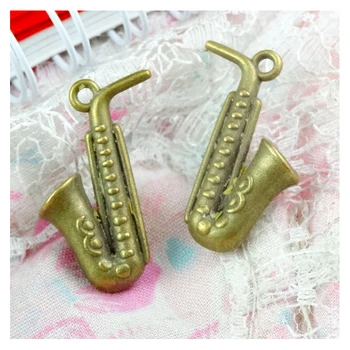 30stk Charms horn, saxofon 21*27MM Antik Bronze Forgyldt Vedhæng Vintage Smykker tilbehør DIY til armbånd halskæde