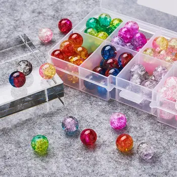 1Box Blandet Farve Bagning Malet Drawbench Glas Runde Beads 4mm 6mm 8mm10mm 10 farver Perler Til Smykker Halskæde Armbånd Gør