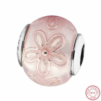ESSENSEN Pink Emalje Happyness Charm Perler for Kvinder Smykker at Gøre DIY Passer til PANDORA Charms Sølv 925 Oprindelige FE059