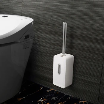 GESEW Toilet Børste Aftagelig Rustfri Stål Gulv Stående Punch Gratis HandleToilet Børste Badeværelse Tilbehør Sæt