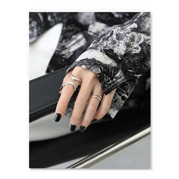 S'STEEL koreanske Ring For Kvinder Sterling Sølv 925 Minimalistisk Dobbelt Linje Designer Åbning Ring Bague Fantaisie Femme Smykker