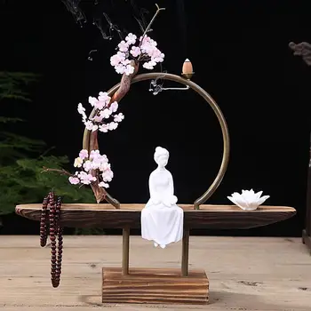 Kulturelle Elegante Kreative Tilbagestrømning Røgelse Brænder Traditionelle Buddha-Lotus Klassiske Røg Vandfald Røgelse Holder Hjem Indretning