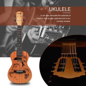 Professionel Dolphin Mønster Sopran Ukulele Uke Hawaii-Guitar Sapele 4 Strygere, Træ Ukulele Musikinstrumenter For Begyndere