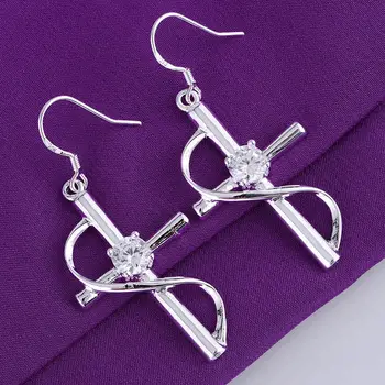 Forsølvet øreringe , Sølv Forgyldt mode smykker , på tværs af kunstneriske hellige /cfzakxga dxhamooa LQ-E194