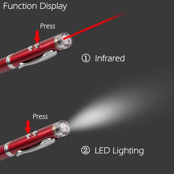 4i1 Lysende Legetøj Multifunktionelle LED Lommelygte Laser Pen Skrive Infrarød Elektroniske pointer SOS High Power 50m Arrangere